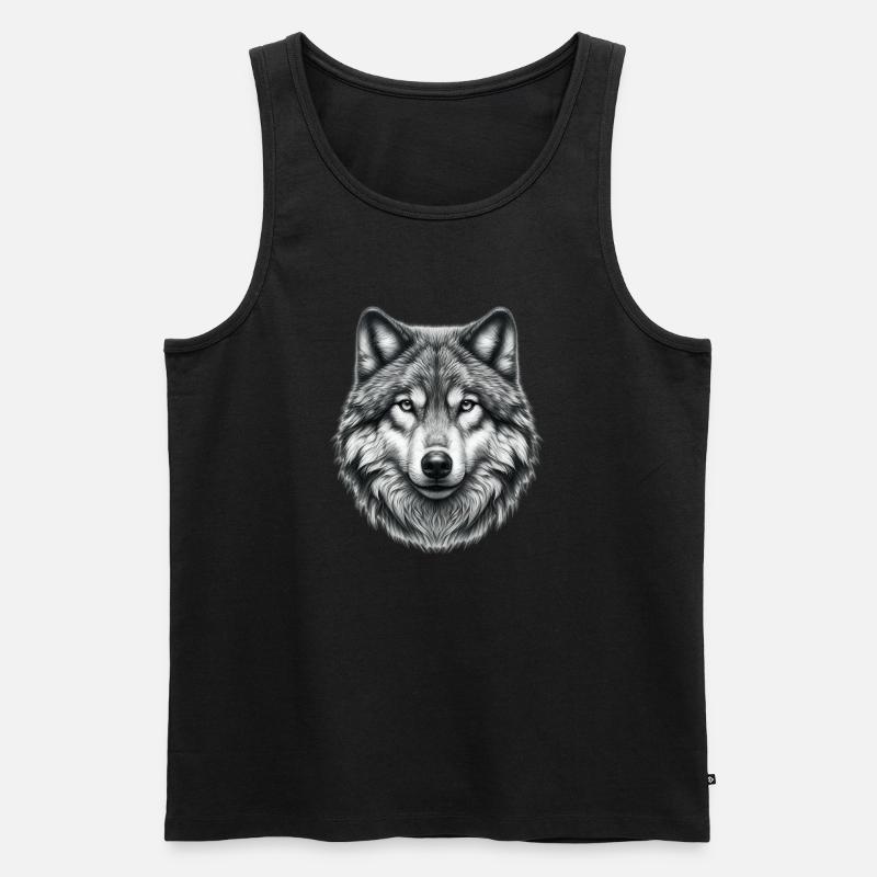 Wolf - Männer Premium Bio Tank Top - Schwarz