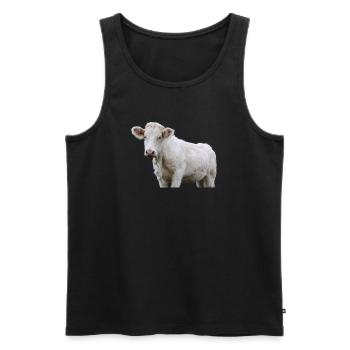 Kuh - Männer Premium Bio Tank Top - Schwarz - Vorne - Michal (187cm)