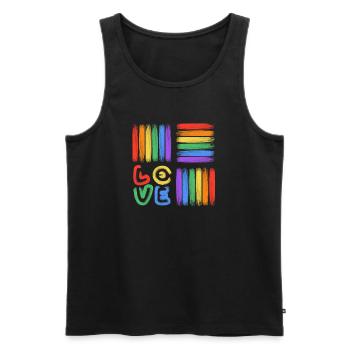 Rainbow Love Brush Art - Men's Premium Organic Tank Top - black - Front - AI Model Male 178 light (178cm)