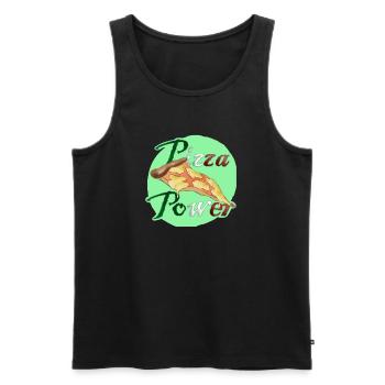 Pizza Power Super Powers Energy Slice UK - Men's Premium Organic Tank Top - black - Front - AI Model Male 178 light (178cm)