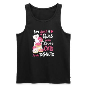 Donut und Katzenliebhaber - Männer Premium Bio Tank Top - Schwarz - Vorne - Michal (187cm)