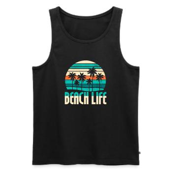 Bonheur de la vie à la plage - Débardeur bio Premium Homme - noir - Devant - AI Model Male 178 light (178cm)