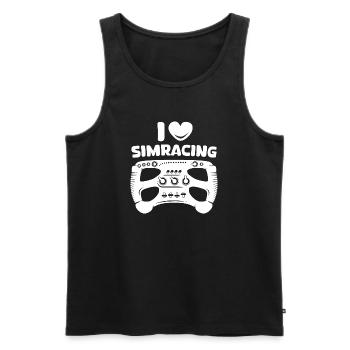 i love simracing gaming gamer racing Symbol Logo - Männer Premium Bio Tank Top - Schwarz - Vorne - Michal (187cm)