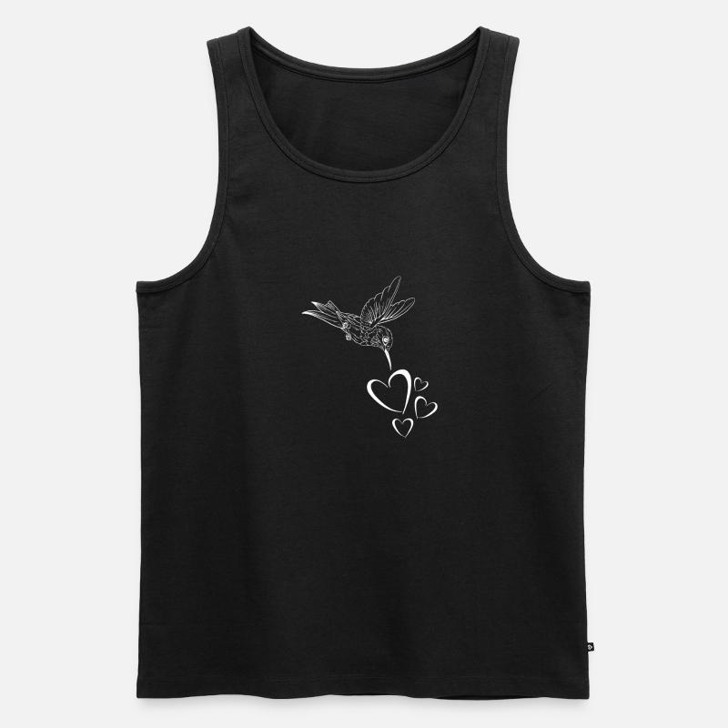 Kolibri mit Herzen - Männer Premium Bio Tank Top - Schwarz