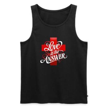 Liebe ist die Antwort Schriftzug - Männer Premium Bio Tank Top - Schwarz - Vorne - AI Model Male 178 light (178cm)