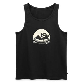 Faultier im Schlauchboot Vintage  - Männer Premium Bio Tank Top - Schwarz - Vorne - Michal (187cm)