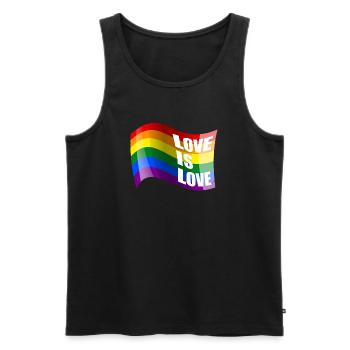 Rainbow Love is Love - Men's Premium Organic Tank Top - black - Front - Michal (187cm)
