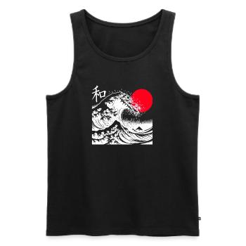 Japan Large Wave Kanagawa hokusai Zen T Shirt - Men's Premium Organic Tank Top - black - Front - AI Model Male 178 light (178cm)