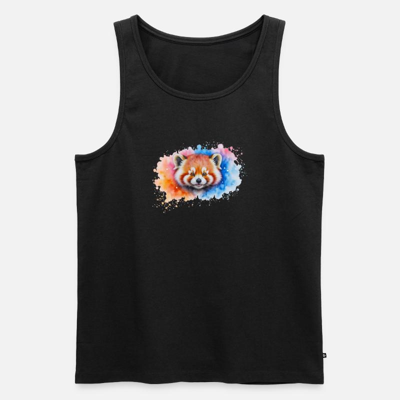 Wasserfarbener Roter Panda Splash - Männer Premium Bio Tank Top - Schwarz
