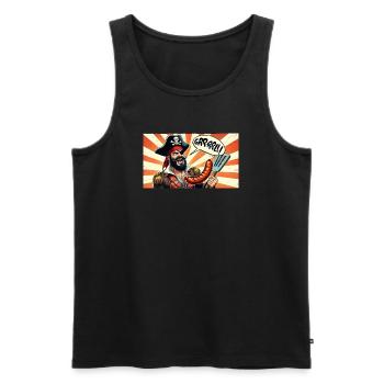 Pirat mit Wurstgrill - Männer Premium Bio Tank Top - Schwarz - Vorne - Michal (187cm)