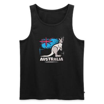 Australia Kangaroo Comic Flag Nature Animals Logo - Men's Premium Organic Tank Top - black - Front - Michal (187cm)