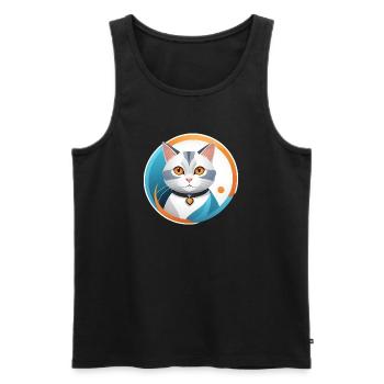 Chatty Cat Illustration - Débardeur bio Premium Homme - noir - Devant - Michal (187cm)