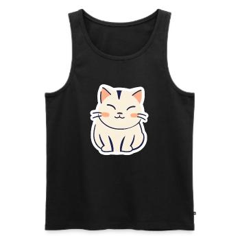 ☺️Cute Lucky Cat Sticker Adorable Happy - Men's Premium Organic Tank Top - black - Front - AI Model Male 178 light (178cm)