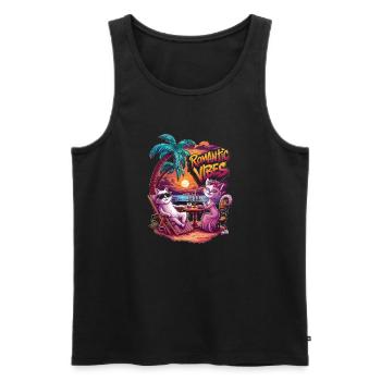Romantic Cats at Sunset - Men's Premium Organic Tank Top - black - Front - Michal (187cm)