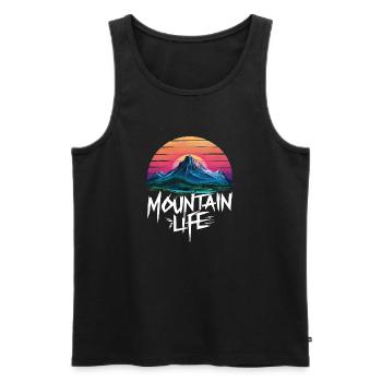 Coucher de soleil oriental à la montagne - Débardeur bio Premium Homme - noir - Devant - Michal (187cm)