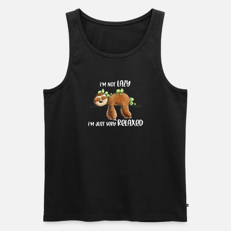 Faultier Spruch Very Relaxed - Männer Premium Bio Tank Top - Schwarz