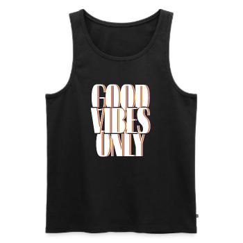 Ondes positives seulement année 80 - Débardeur bio Premium Homme - noir - Devant - AI Model Male 178 light (178cm)