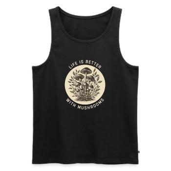 Das Leben ist besser mit Pilzen - Männer Premium Bio Tank Top - Schwarz - Vorne - Michal (187cm)