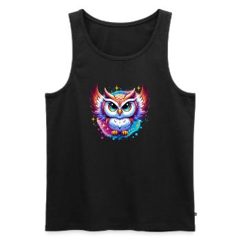 Eule - Männer Premium Bio Tank Top - Schwarz - Vorne - Michal (187cm)
