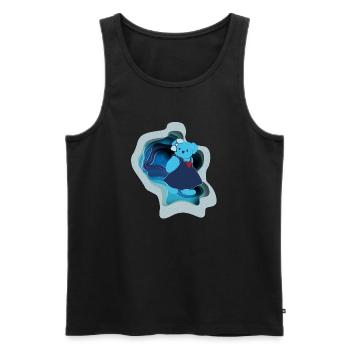 Blue bear with heart motif in paper design - Men's Premium Organic Tank Top - black - Front - AI Model Male 178 light (178cm)