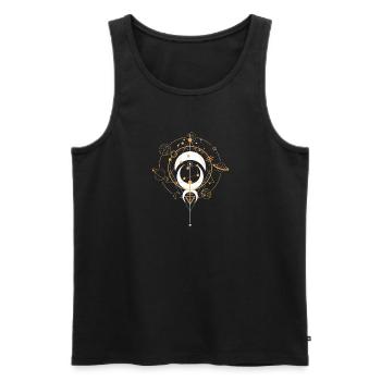 Cosmic Geometry Orbital Emblem - Men's Premium Organic Tank Top - black - Front - AI Model Male 178 light (178cm)