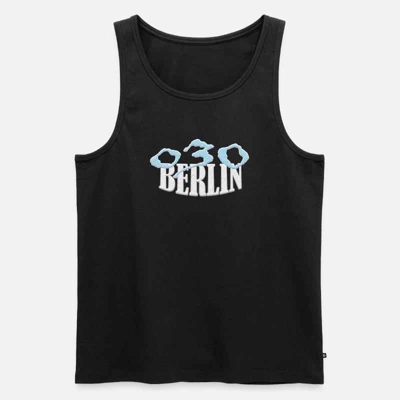 Berlin 030 Shirt exklusive - Männer Premium Bio Tank Top - Schwarz