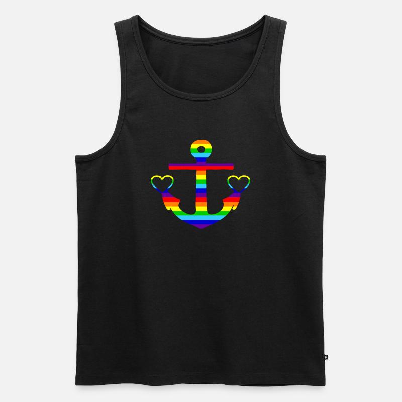 Anker Regenbogen bunt - Männer Premium Bio Tank Top - Schwarz