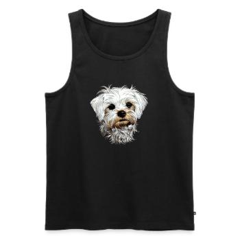 Malteser Kleiner Maltese Hund Liebe Süße Malteser - Männer Premium Bio Tank Top - Schwarz - Vorne - AI Model Male 178 light (178cm)