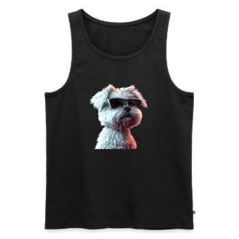 Malteser Kleiner Maltese Hund Liebe Süße Malteser - Männer Premium Bio Tank Top - Schwarz - Vorne - AI Model Male 178 light (178cm)