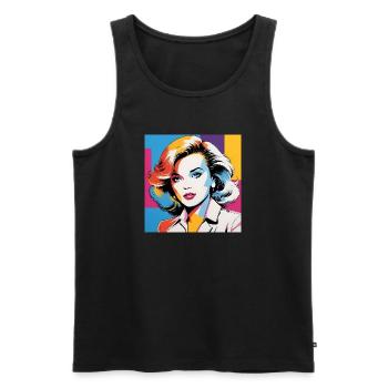 Portrait pop art femme iconique - Débardeur bio Premium Homme - noir - Devant - Michal (187cm)