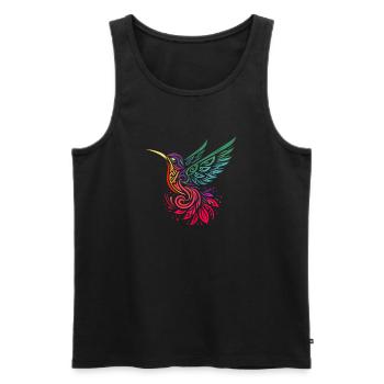 Kolibri Kolibri mehrfarbig im Tribal-Stil - Männer Premium Bio Tank Top - Schwarz - Vorne - Michal (187cm)