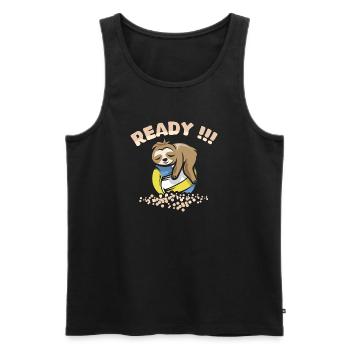Volleyball Sloth Sayings Funny Comic Beachball - Men's Premium Organic Tank Top - black - Front - Michal (187cm)
