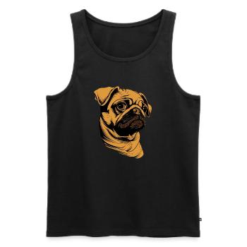 Pug Beige Dogs Love Carlin Little Cute Pug - Men's Premium Organic Tank Top - black - Front - AI Model Male 178 light (178cm)