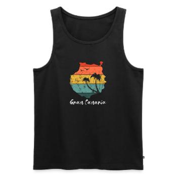 Gran Canaria Umriss Karte Kanaren retro vintage - Männer Premium Bio Tank Top - Schwarz - Vorne - AI Model Male 178 light (178cm)