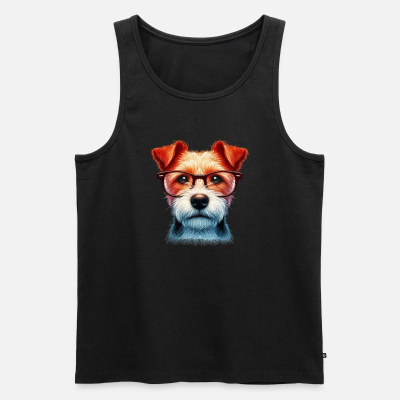 Hund mit Brille - Männer Premium Bio Tank Top - Schwarz