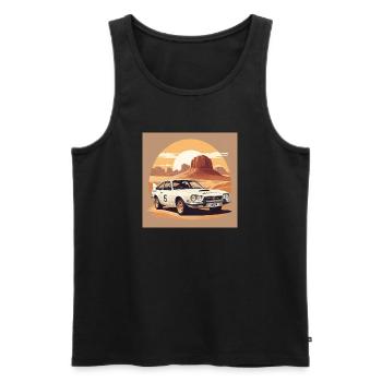 Voiture de Rally dans le Désert - Débardeur bio Premium Homme - noir - Devant - AI Model Male 178 light (178cm)