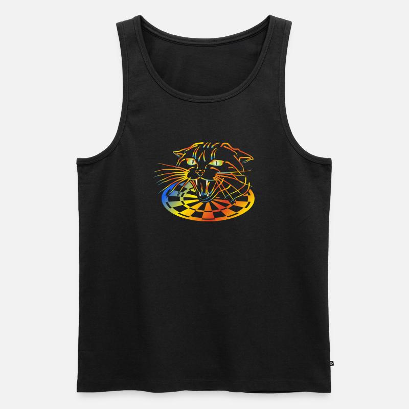 Dart Regenbogenkatze Neonkunst - Männer Premium Bio Tank Top - Schwarz