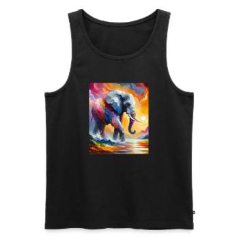 Lebendiger Elefant Splash Bunte Sonnenaufgangsfantasie - Männer Premium Bio Tank Top - Schwarz - Vorne - Michal (187cm)