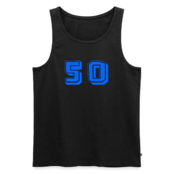 50. 50 YEARS. 50th ANNIVERSARY. 50 YEARS ANNIVERSARY. - Men's Premium Organic Tank Top - black - Front - Michal (187cm)