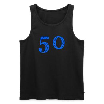 50. 50 YEARS. 50th ANNIVERSARY. 50 YEARS ANNIVERSARY. - Men's Premium Organic Tank Top - black - Front - Michal (187cm)