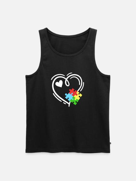 Autismus Puzzleteile Herz - Männer Premium Bio Tank Top - Schwarz