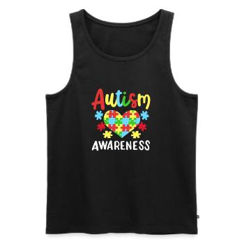 Autismus Puzzleteile Herz - Männer Premium Bio Tank Top - Schwarz - Vorne - AI Model Male 178 light (178cm)