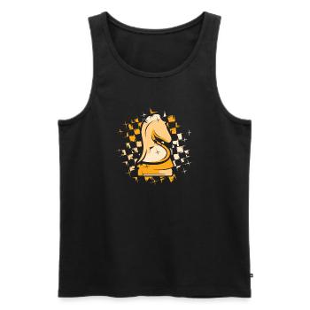 Schach Knight Farben Schachmuster Illustration - Männer Premium Bio Tank Top - Schwarz - Vorne - Michal (187cm)