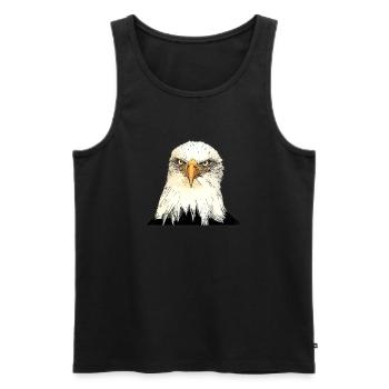 Eagle head illustration with intense look - Men's Premium Organic Tank Top - black - Front - AI Model Male 178 light (178cm)