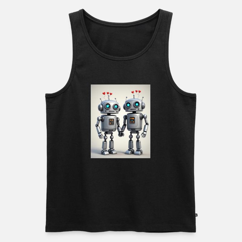 Roboter Pärchen - Männer Premium Bio Tank Top - Schwarz