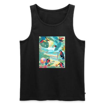 Toucan paradise - Men's Premium Organic Tank Top - black - Front - Michal (187cm)
