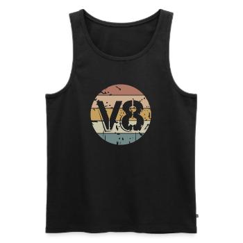 Retro V8 musclecar vintage Auto Symbol Logo - Männer Premium Bio Tank Top - Schwarz - Vorne - Michal (187cm)