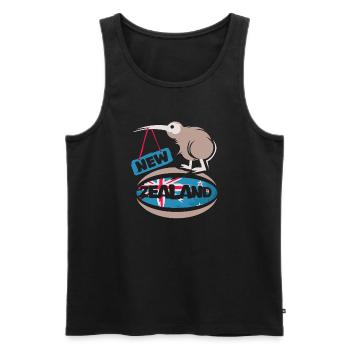 Neuseeland Kiwi rugby comic Cartoon Sport Symbol - Männer Premium Bio Tank Top - Schwarz - Vorne - AI Model Male 178 light (178cm)