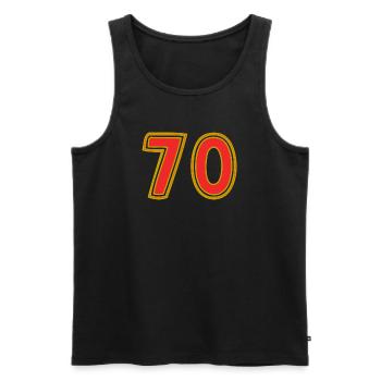 70. 70 YEARS. 70th ANNIVERSARY. 70 YEARS ANNIVERSARY. - Men's Premium Organic Tank Top - black - Front - Michal (187cm)