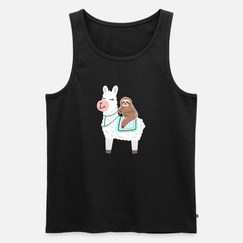 Faultier reitet Lama - Männer Premium Bio Tank Top - Schwarz